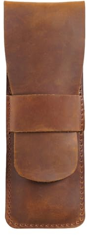 DONGKER Leder Stifteetui, 17cm Vintage Schutzhülle für Stift, 5,8cm Breite, Retro Stiftemappe Stifteetui für Bleistift bis zu 3 Stifte Innerhalb Halten