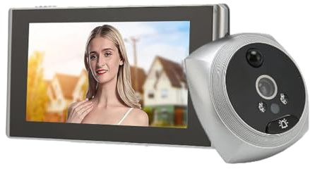 4, 5 Tum Digital Dörrklocka LCD, 135 Graders Ögon Elektronisk Titthålsdörrklocka, 1080P Färg Nattseende Människokroppsdetektering Titthålskamera för Lägenhetsdörr för Hemmabruk(Silver.)
