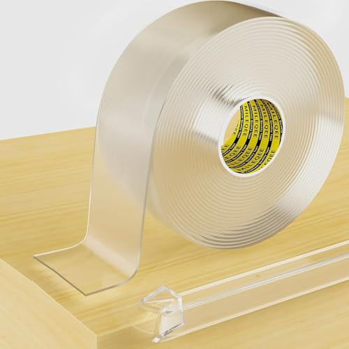 MILEQEE Paraspigoli trasparente, 40 mm x 5 m, extra forte, autoadesiva, paraspigoli e protezione dei bordi, allargamento Nano nastro adesivo senza tracce, per frigorifero, lavandini, tavoli in vetro