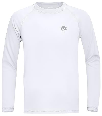 Boys UPF 50+ Swim Shirt Long Sleeve, 1 or 2 Pack UV Sun Protection Rash Guard, Youth Kids SPF Water Shirts for Beach Surf