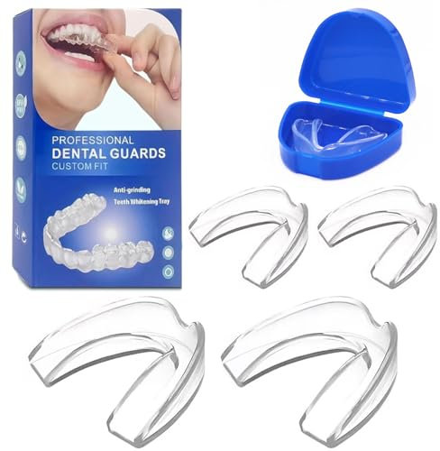 EUZUXU 4Pcs Gouttiere Dentaire Bruxisme, Protecteurs Buccaux, Protege Dent Bruxisme, Protege Dent Nuit, pour Arrêter le Bruxisme, Mouth Guard for Grinding Teeth Clenchingg
