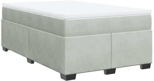 vidaXL Cama Box Spring con colchón Terciopelo Gris Claro 120x190 cm, boxspring, Camas con somier, Muebles de Dormitorio, Cama con somier, Cama
