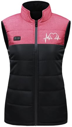 Gilet riscaldato da uomo e donna, con 11 zone di riscaldamento, regolabile, unisex, con riscaldamento, senza maniche, per caccia, campeggio, sci (senza batteria), Colore: rosa., s