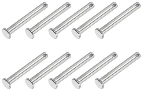 PATIKIL Perni a Testa Piana a Foro Singolo 10 Pezzi Perno Testa Piatta in Acciaio Inossidabile 304 per Serratura a Spina per Sistemi Cardini, Argento, 6 x 45mm