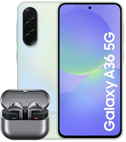 Samsung Galaxy A36 5G Smartphone, Awesome Intelligence, 8GB RAM, 256GB Storage, 50MP Camera, Awesome Lime Galaxy Buds3, Grey (UK Version)