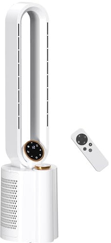 HOMCOM Bladeless Tower Fan with UV Sterilisation & Humidifier, 3-in-1 Air Cooling Fan with Oscillation, 12-Speed, Remote Control, 8H Timer, Sleep Mode, for Home Office, White