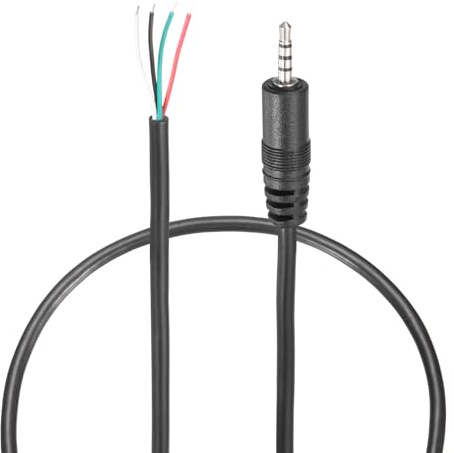 QUARKZMAN Cable De Audio De Reemplazo De 2.5mm Aux, 0.8ft 4 Polos Macho A Cable Desnudo, Cable De Audio Estéreo Para Auriculares, Teléfonos Inteligentes, Altavoces, Negro 2 Pcs