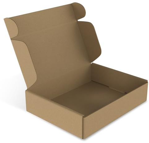 LILIIN 20 stycken förpackningslådor, hopfällbara lådor, platt kartongbox, tillverkad av wellpapp för vardsändning, brun maximal brevlåda, för flyttförvaring, presentförpackning, 200 x 150 x 50 mm