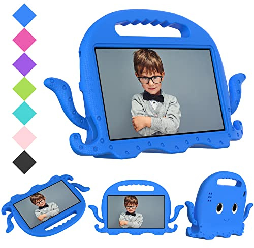 Tablettskydd Barnfodral For Kindle Fire HD7 (2015/2017/2019) med handtag stötfångare | Skyddande barnsäker stativ tablettskydd EVA-stötbeständig lätt droppiserad Hemma för surfplatta(Blu)