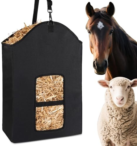 Srefaka Comedero de heno para cabra, duradero, fácil de colgar, adecuado para caballos, burros, vacas, ovejas, etc