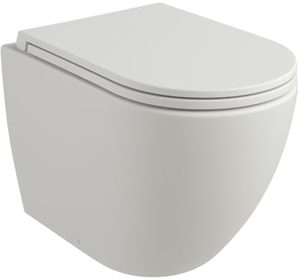 Vaso WC Filo Muro Rimless Infinity Bianco Opaco, Made in Italy – Sanitari Bagno Filomuro a Terra Moderni, Senza Brida, Design Contemporaneo, Facile Installazione e Pulizia (Vaso, Bianco Opaco)