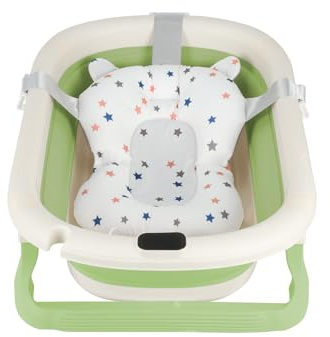 Babywanne faltbar mit süßem Muster - XXL baby bath zum Duschen mit Thermometer - ab Geburt bis 3 Jahre - Babybadewanne - Geburtsgeschenk für Mädchen oder Jungen (Grün)