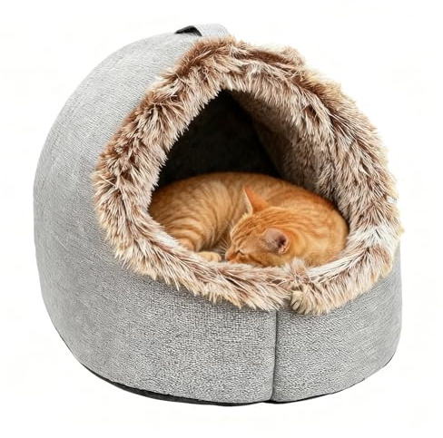 Ancsttu Lit Maison pour Chat - Nid Doux Et Apaisant pour Animaux,Lit Caverne pour, Maison d'hiver pour Chat,pour Chiot Petits Et Moyens Animaux Domestiques Intérieur Chambre Salon Balcon Hiver
