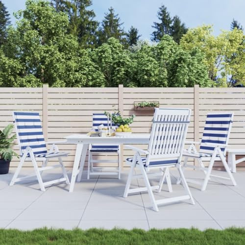 Frdhee Gartenstuhlauflage, Hochlehner-Auflagen 4 STK. Blau & Weiß Gestreift Stoff für Sitzbank Gartenbank und Paletten Bankkissen Indoor und Outdoorkissen