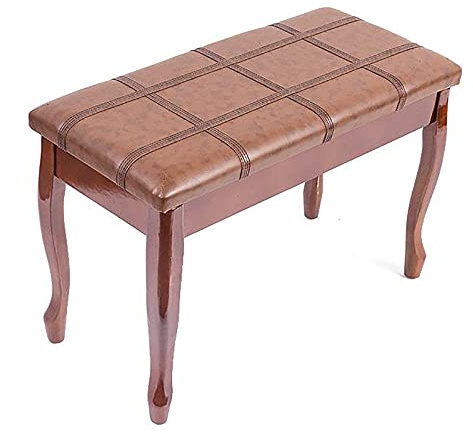 Pianopall i trä, pianobänk, pianopall med förvaring, förtjockad PU-kudde, för hem, skola, konsertsal, storlek: 76 x 35 x 49 cm, svart-B, teakbrun-A,Teakwood Brown-A