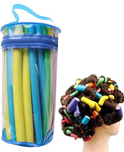 Tiges à friser en mousse souple – Ensemble de 42 bigoudis flexibles | tiges magiques torsadées pour créer des boucles lisses sans chaleur | Rouleaux légers pour les types de cheveux | Parfait