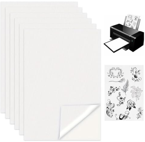 MOLZINY 6 Pezzi A4 (29,7x21cm) stabilizzatore Ricamo Autoadesivo Tela solubile e Carta da Ricamo idrosolubile stampabile Carta idrosolubile per Ricamo Ideale per Ricamo a Mano e Macchina