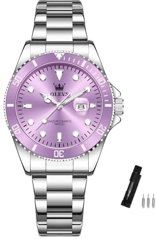 OLEVS Women's Watch Stainless Steel Band Quartz Ladies Watch | 30M Waterproof Women Watches Luminous Dial with Date Elegant Casual Fashion Watches for Women