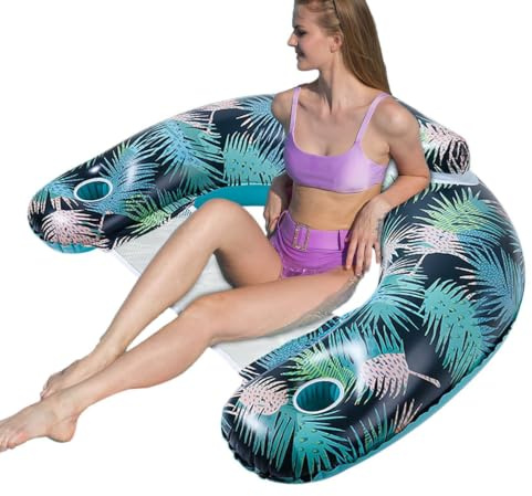 Zitreeqs Sillón Flotante | 2 Piezas Asiento De PVC | con Portavasos Tumbona Flotante Hinchable Agua | para Hombres Mujeres Jóvenes Piscina Playa Mar Lago Río Tomar El Sol Bronceado