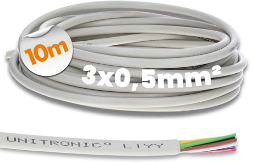 10 Meter Lapp 0028503 LiYY Steuerleitung 3x0,5 mm² I Datenkabel I LED Verlängerung Kabel I Signalkabel 3 adrig I Klingelkabel I Datenleitung