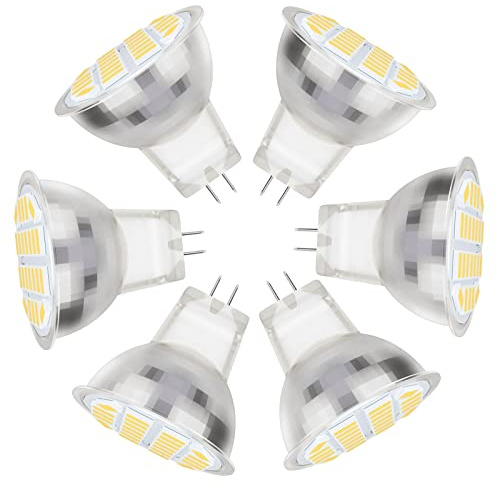 GU4 MR11 LED Lampen 3W, Kaltes Weiß 6000K, AC/DC12-24V, Ersatz für 30W Halogenlampen, 400LM LED Klein Birne Spot Licht, Nicht Dimmbar, 120°Abstrahlwinkel,6er Pack