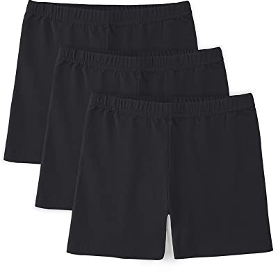 BOOPH Girls Bike Shorts Cartwheel Dance Shorts for Kids Under Dress 7-8 Years Black 3 Pack