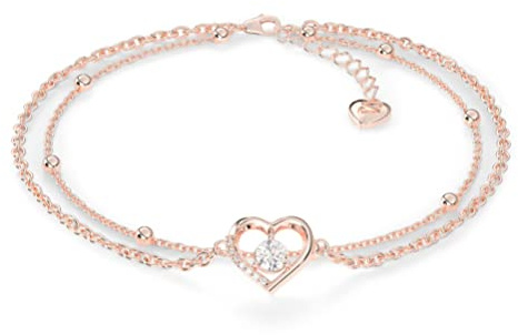SERASAR Cavigliera Donna Oro Rosa 316L Cuore Gioiello Elegante con Zirconi Regolabile Resistente all’Acqua Estate Mare Spiaggia Piede Ragazze Idee Regalo in Confezione