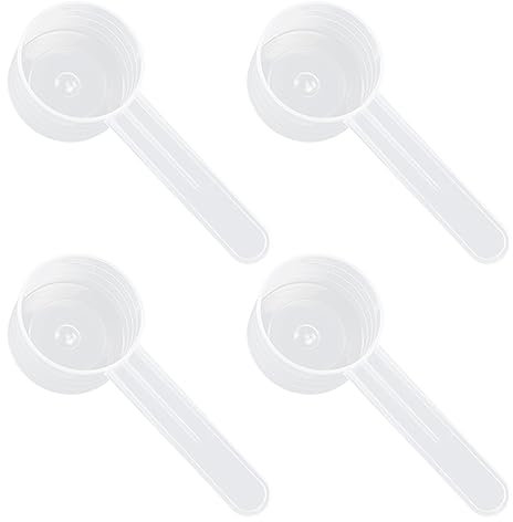 DDKY 4 Cucchiai Graduati Trasparenti. Misurino in Plastica per 10 g di Polvere Solida o 20 Ml di Liquido,Misurino Grammi Cucchiaio Dosatore Misurino Graduato Misurino Proteine