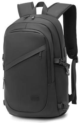 Kono Mochila Ordenador Portátil 15.6 Pulgadas Antirrobo e Impermeable con Puerto USB, Unisex Ligera para Trabajo, Escuela, Viaje, Universidad, Negocios y Uso Diario Nuevo Negro