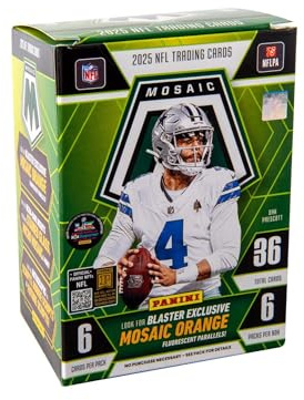 2025–26 Panini Mosaic Football Blaster Box – Retail Exclusive Mosaic Parallels & Inserts – NFL Trading Cards – Sealed Retail Box