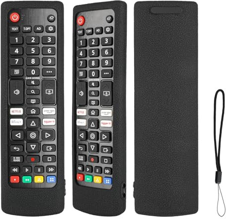 Funda para Mando a Distancia de Silicona Compatible con LG AKB73715601 AKB73715603 AKB73715606 AKB73715679 AKB73975709 TV Mando a Distancia Cubierta Protectora a Prueba de Choques con Cordón (Negro)