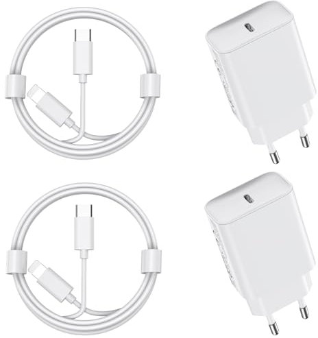 30W Cargador Carga Rapida for iPhone 14/14 Pro/14 Pro Max/14 Plus 13 12 11 SE XR X XS 8 7, iPad Air Mini, AirPods, 2 Pack USB C Carregador Rapido 2M Cable USBC Rápida Cabezal Pared Charger Adaptador