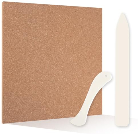 LEONTOOL Heat Resistant Stained Glass Work Surface with 2 Burnishers Stained Glass Tools Cutting Mat for Table and Countertop Protection DIY Crafting Making Handicrafts Folding Scoring Burnishing
