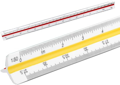Scala triangolare, righello in scala da 30 cm, architettonica, in plastica, scala triangolare, scala metrica 1:20 1:25 1:50 1:75 1:100 1:125 per architetti, studenti, disegnatori e ingegneri