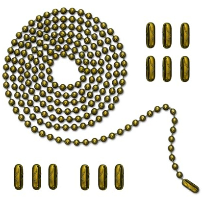 DLHMBOQ 120 Ceiling Fan Pull Chain Extender - Ball Chain with 12 Connectors, Adjustable Length for Fan/Light Fixtures, Lamp, Curtains, Dog Tags (3mm Bead Diameter, Cut-to-Size)，Bronze