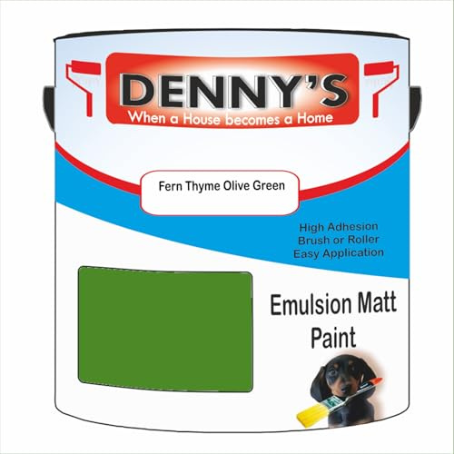 Premium Interior Wall & Ceiling Emulsion Paint – Fern Thyme Olive Green – Rich Matt Finish, Durable & Washable, Low Odour, Ideal for Living Rooms, Bedrooms & Hallways (250ML Tin)