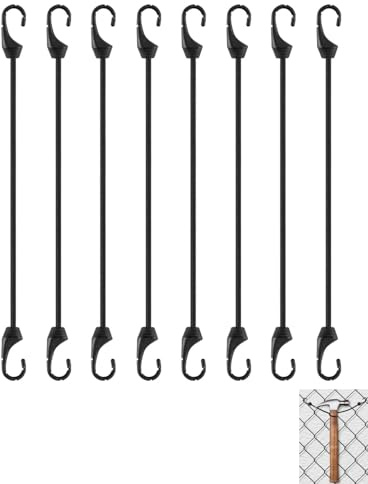 BCHKO Corde Elastiche con Gancio, 8 Pezzi 10cm, Robuste Mini Cinghie per Teloni, Teli, Campeggio, Fissaggio Tende e Bagagli