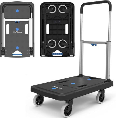 HYTAMA TOOLS Carrello a Piattaforma Pieghevole FOLD PLATFORM | Carrello a Mano Compatto Salvaspazio con Manico Telescopico | Capacità di Carico 137kg per Impieghi Gravosi e Traslochi