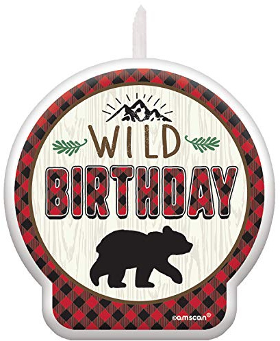 Amscan 172150 Wax 6.3cm x 5cm Little Lumberjack Birthday Candle, Multicolor