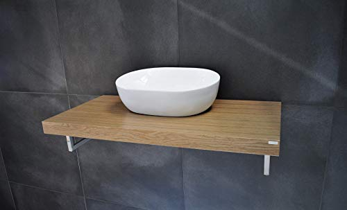 Edler Waschtisch MN-80H Carl Svensson Waschtischplatte Waschkonsole Eiche natur inklusive Handtuchhalter