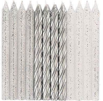 Unique Party - Espiral Velas de Cumpleaños - Color Brillo y Plata - Paquete de 24 (19975) , color/modelo surtido