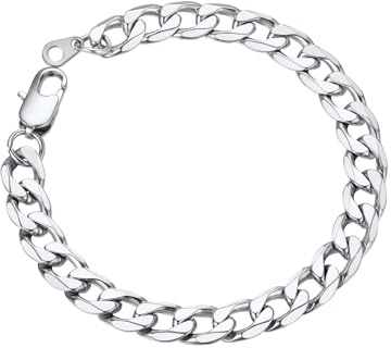 ChainsPro Cuban Bracelet Solid Chain Bracelet 19cm Sturdy Men Bracelet Stainless Steel Bracelet Mens Gift