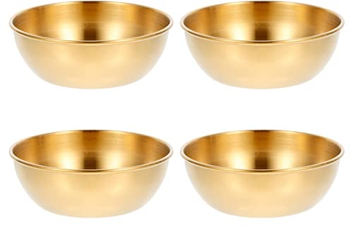 Cabilock 4 Stück Dipschalen Saucenschale Edelstahl Soßenschale Dessert Vorspeisen Schalen Sushi Soja Saucen Ketchup Sojasauce Veginer Gewürz Schälchen Metall Kleine Servierschalen