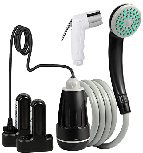 KEDSUM Portable Shower, Portable Camp Shower Pump with Rechargeable Battery, Portable Shower for Camping, Portable Outdoor Shower Head for Camping, Hiking, Traveling(+ Handheld Sprayer)