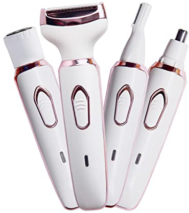 ANFOOS Electric Razor for Women,Hair Trimmer for Face Nose Eyebrow Beard Mustache Arm Leg Armpit Bikini,Painless Rechargeable Portable 4 in 1 Womens Body Shavers Set