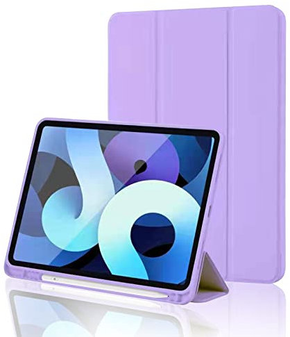 iPad (A16) 11th Generation Case 11 Inch 2025, iPad 10th Generation Case 2022 10.9 Inch with Pencil Holder, Soft TPU Back Slim Smart Protective Trifold Stand Cover, Auto Wake/Sleep, Purple