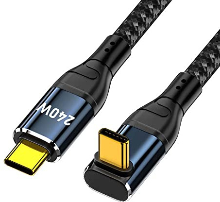 cablecc USB-C 240W 480Mbps 48V 5A Typ-C Kabel kompatibel mit USB2.0 100W Aufladung nach unten abgewinkelten 90 Grad für Laptop Tablet 300cm