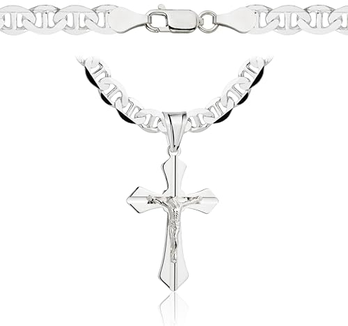 AMAR ZELYA ketten für herren silber 925 Kreuz Kette 60 cm, panzerkette 925 silber, königskette- schmuck for men, italienische Qualität