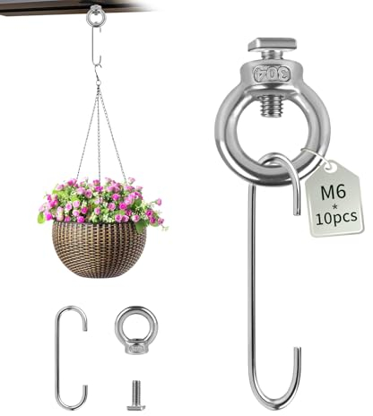 EXLECO 10 X Pflanzenhalter Gewächshaus Klammern Edelstahl M6 Ringmutter mit Hammerkopfschraube Haken Gewächshausclips Ringschrauben klammern für Pflanzen Aufhängevorrichtung Rankhilfe für Gurke Tomate