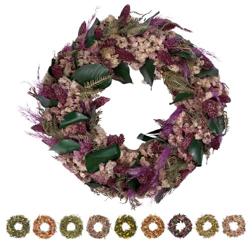 PHILARO Trockenblumenkranz All Seasons Ø 30cm Berry - kein Plastik I Trockenblumen Premium Qualität aus Europa - Türkranz - Tischkranz - Wandkranz - Trockenblumenkranz